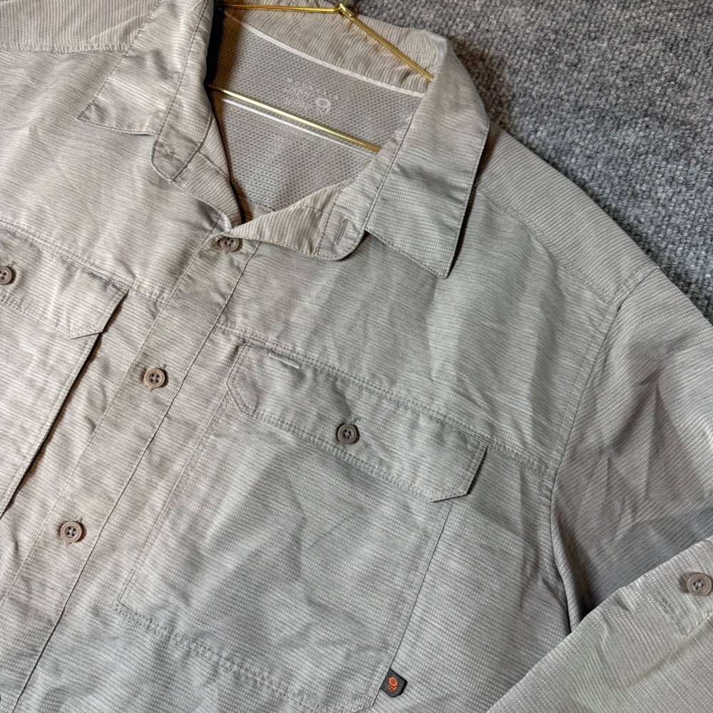 Mountain Hardwear Mens XL Gray OM7043 Long Sleeve Vented Hiking Shirt Microgrid